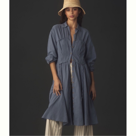 Pilcro Anthropologie Corset Midi Shirt Dress - Picture 4 of 12